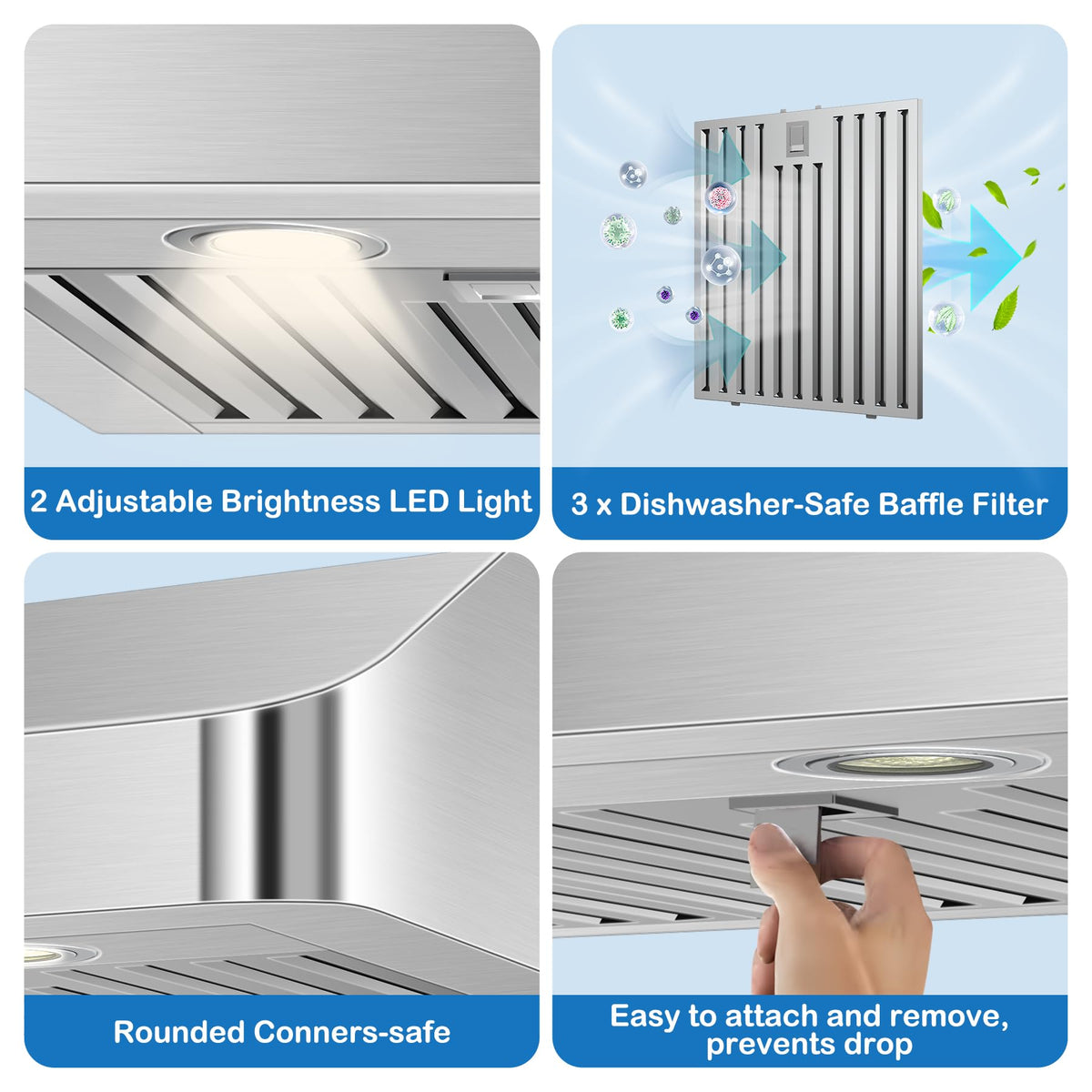 30 inch Under Cabinet Range Hood 1200 CFM Stainless Steel Vent Hoods