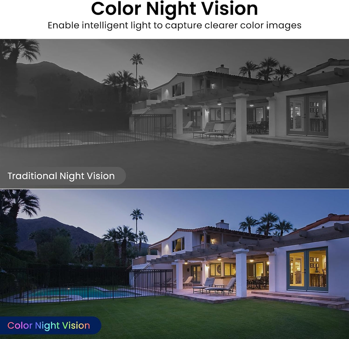 AOQEE 2K Cameras for Home Security, Indoor/Outdoor, Full Color, C1 2Pack
