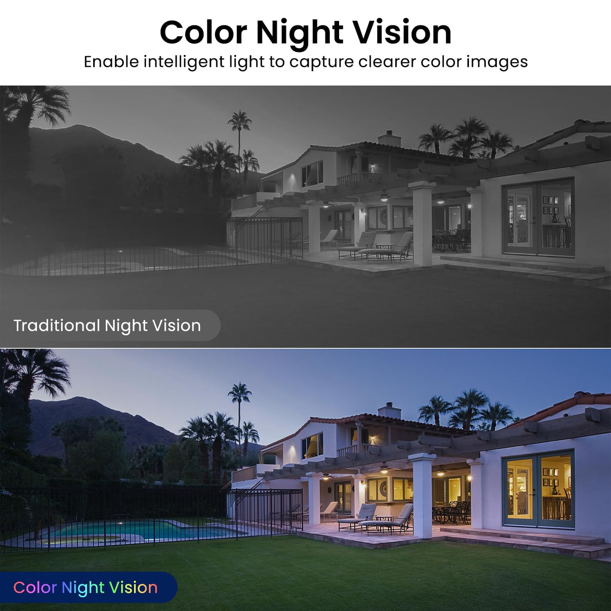 AOQEE 2K Cameras for Home Security, Indoor/Outdoor, Full Color, C1 2Pack