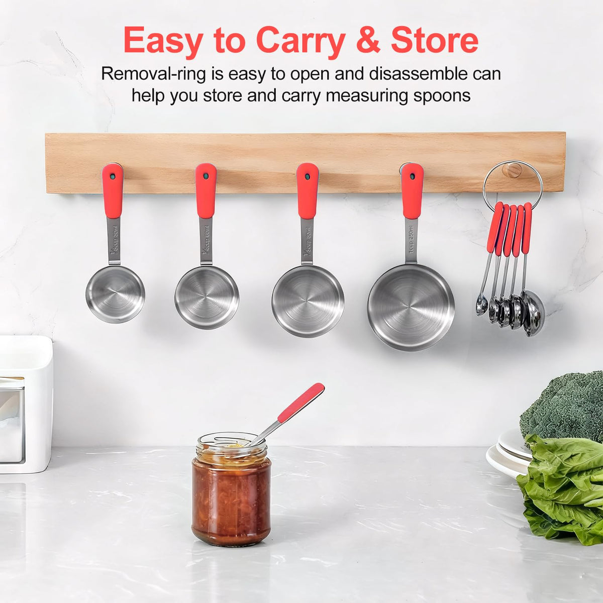10-Pcs Stainless Steel Measuring Cups & Spoons Set, Colorful Handles