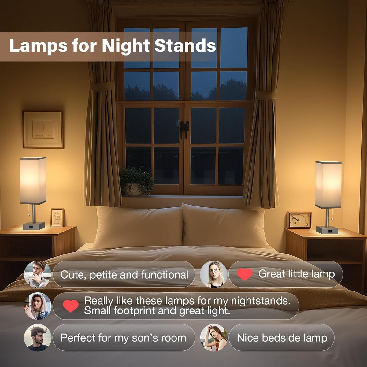 Fenmzee Bedside Lamp for Bedroom Set of 2 - Small Table Lamp for Nightstand
