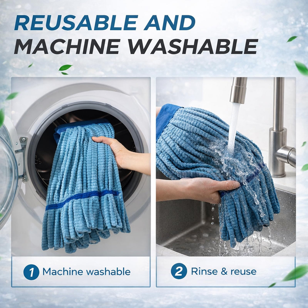 Hushee 12 Pcs Large Microfiber Tube Mop Heads 18 Oz Looped End,Green