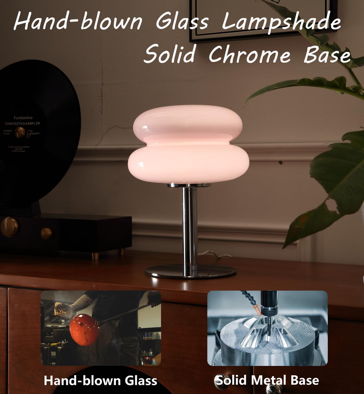 Glivpny Mushroom Lamp Table Lamp, Mid Century Modern Bedroom Lamps(Orange)