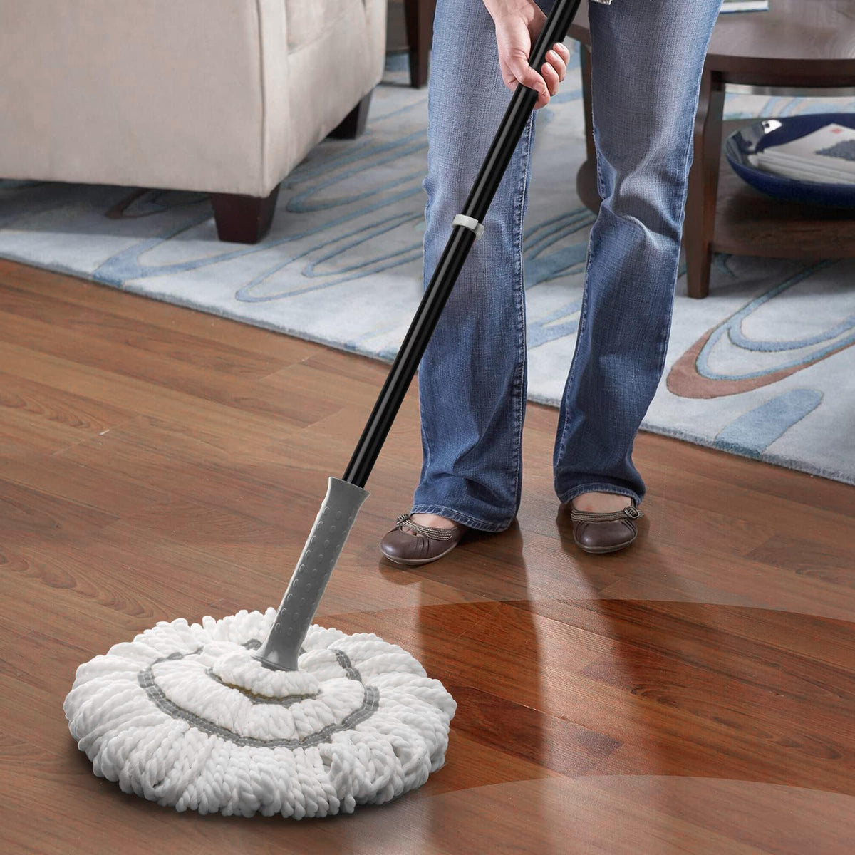 Self-Wringing Twist Mops for Floor Cleaning, Microfiber Floor mop with 57 " Long Handle, Easy Wringing Mop for Hardwood Commercial Household Clean
