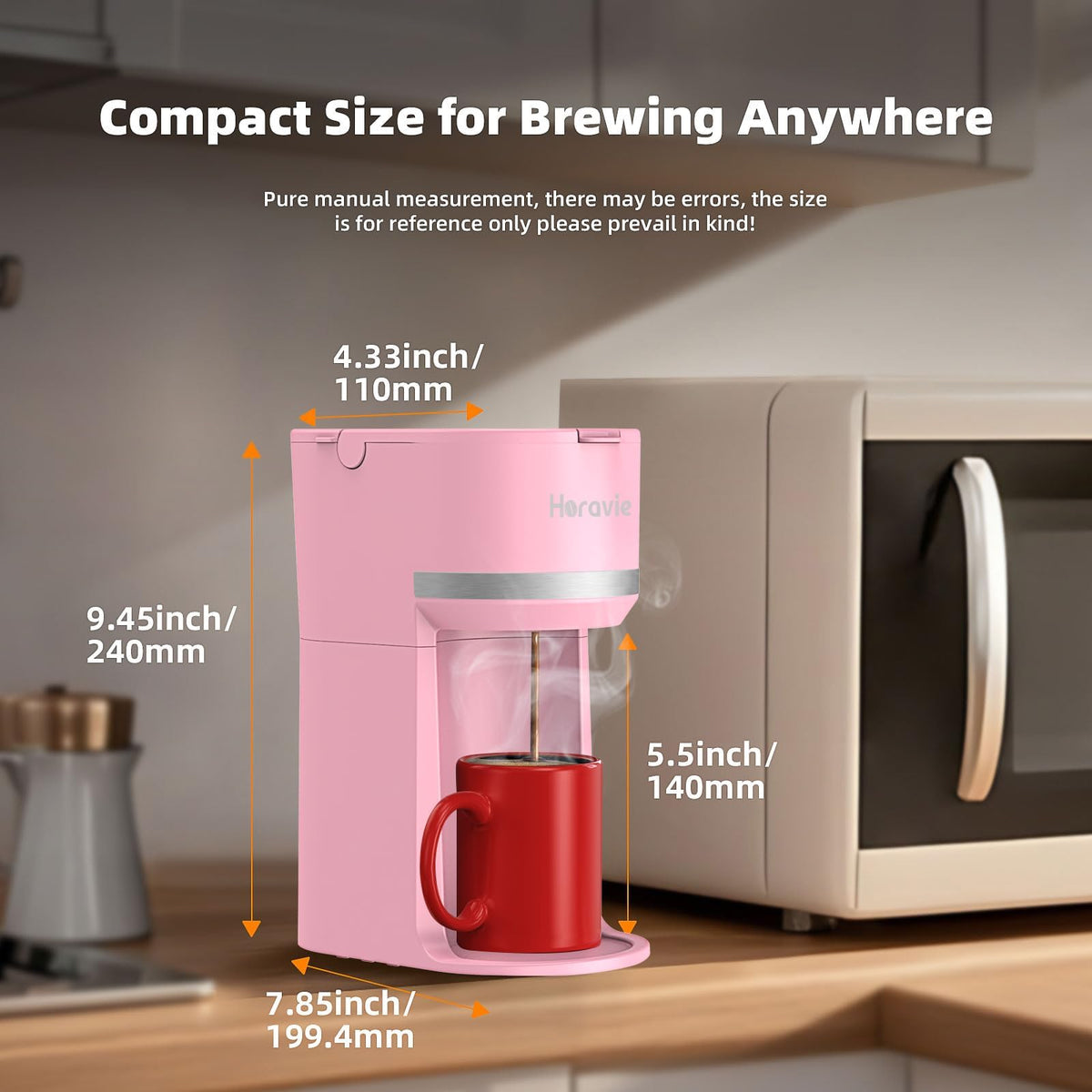 Small Single Serve Coffee Maker for K Cup and Grounds with One Button