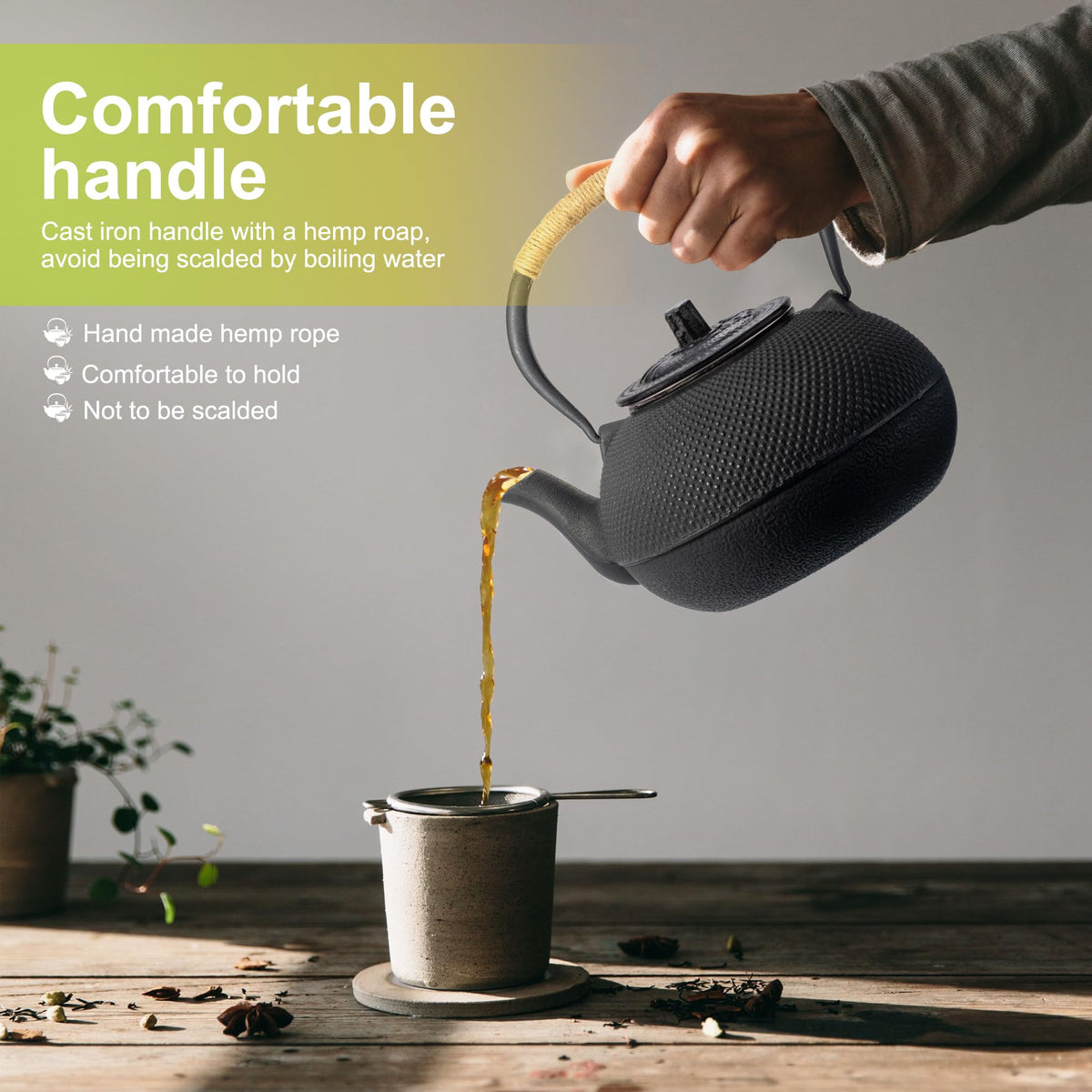 Japanese Tetsubin Tea Kettle Cast Iron Teapot with Stainless Steel Infuser 30 oz/900 ml