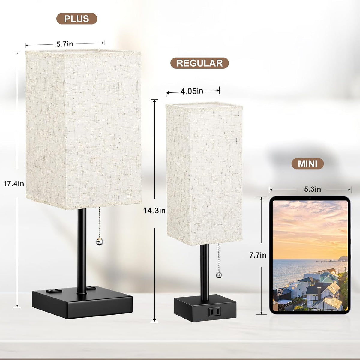 Fenmzee Bedside Lamp for Bedroom Set of 2 - Small Table Lamp for Nightstand