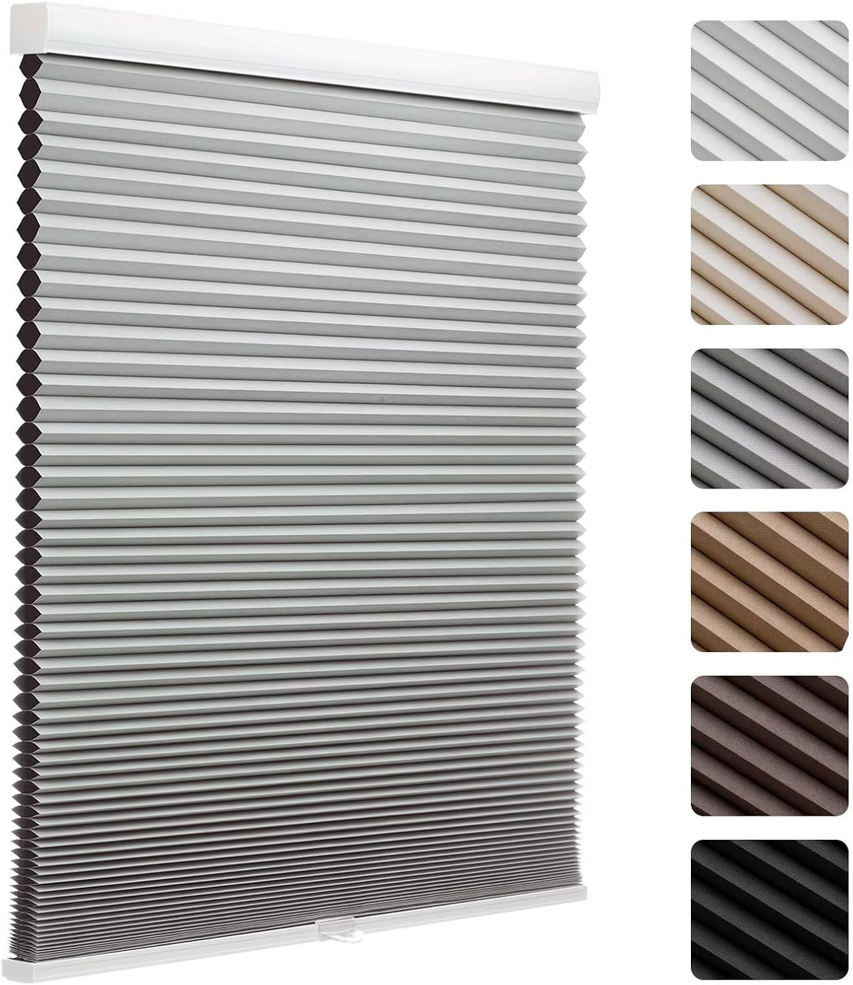 MYshade Cordless Blackout Cellular Shades, 1.5" Honeycomb Window Blinds for Bedroom & Nursery, Thermal Insulated, Noise Reducing, Privacy Shades, Inside or Outside Mount (24" W x 50" H, Light Brown)