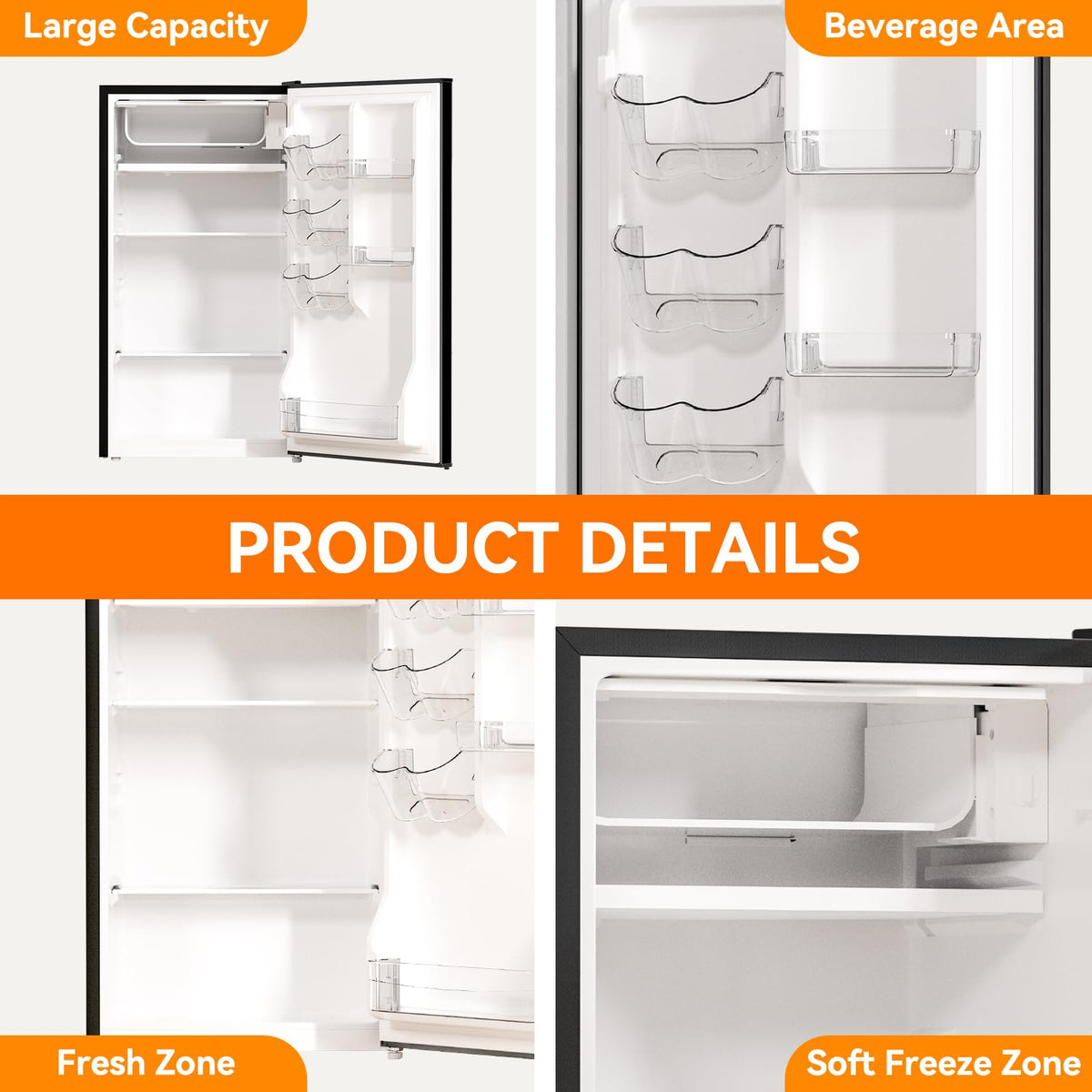 3.2 Cu.Ft Mini Fridge with Freezer, Grey