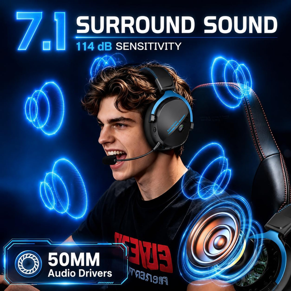 Motast 2.4GHz Wireless Gaming Headset for PC PS5 PS4 Switch,100Hrs, BT6.0