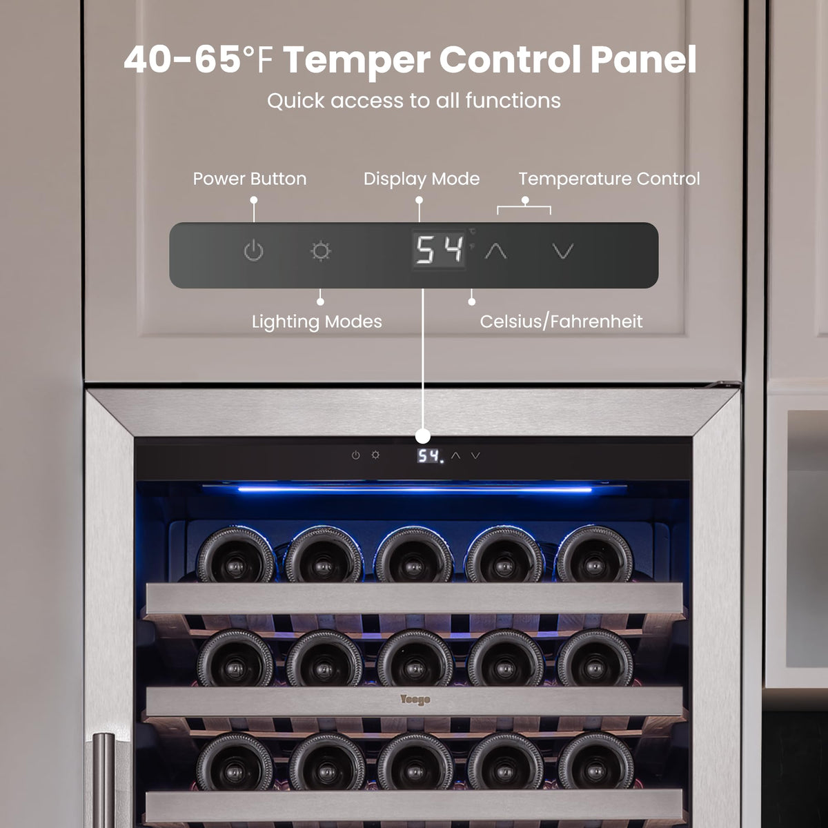 Yeego 24 Inch Dual Zone Wine Fridge with 52 Bottle