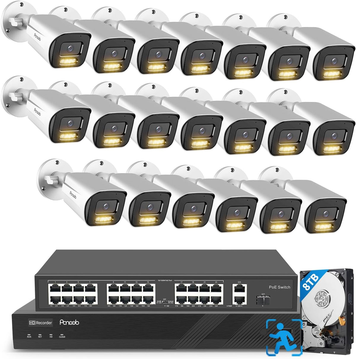 PoE 32 Channel Security Camera System with 8TB HDD, PB65A2032-5MD