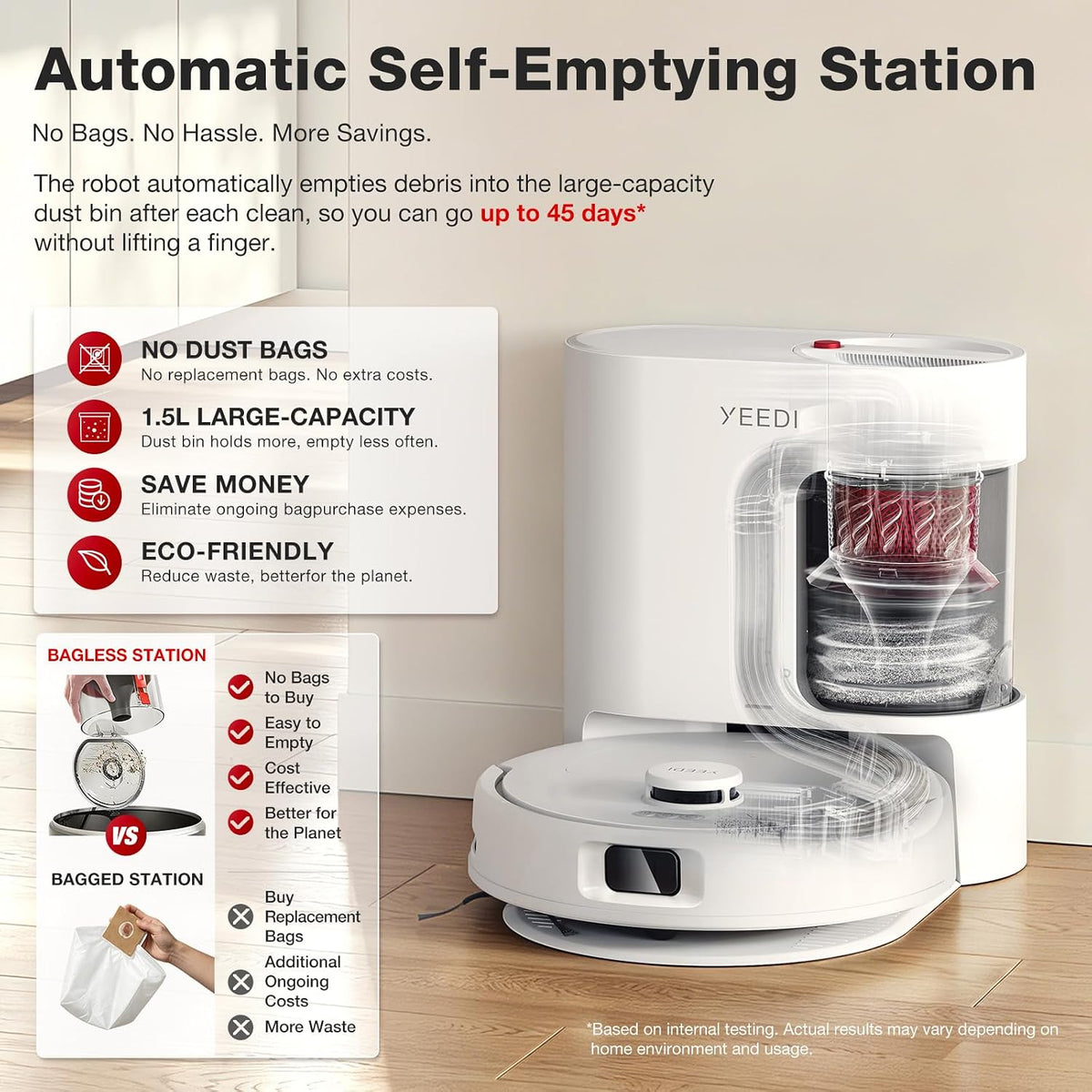 YEEDI by ECOVACS C14 PRO PLUS Robot Vacuum and Mop, Bagless Station
