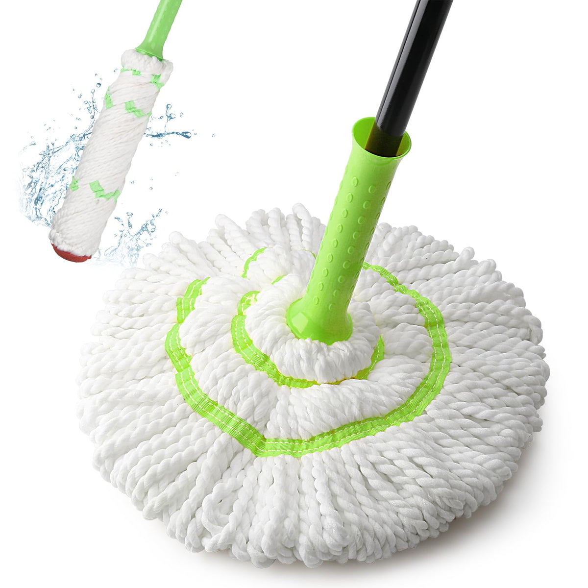 Self-Wringing Twist Mops for Floor Cleaning, Microfiber Floor mop with 57 " Long Handle, Easy Wringing Mop for Hardwood Commercial Household Clean