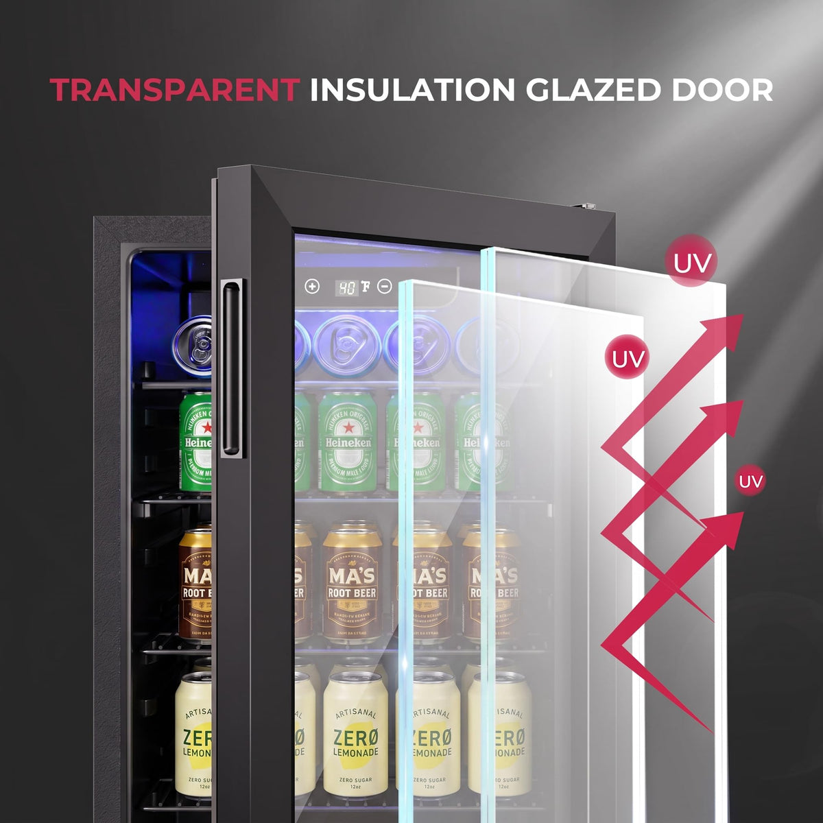 126 Can Mini Fridge, 3.2 Cu.Ft Beverage Refrigerator, Drink Cooler