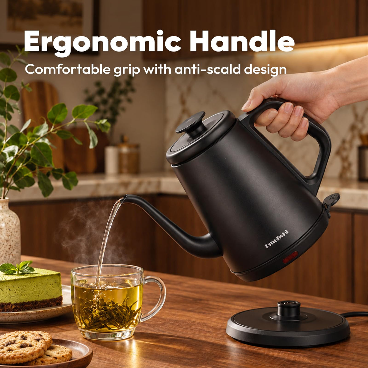 DmofwHi Gooseneck Electric Kettle(1.0L), 100% Stainless Steel BPA Free Classic Pour Over Coffee Kettle | Tea Kettle - Green