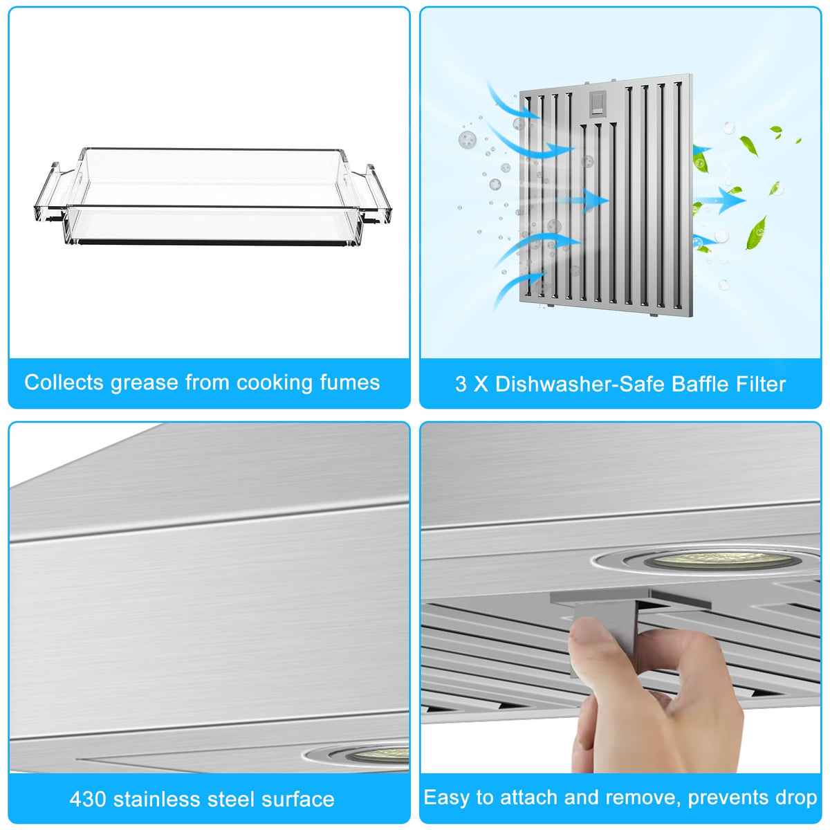 30 inch Under Cabinet Range Hood 1200 CFM Stainless Steel Vent Hoods
