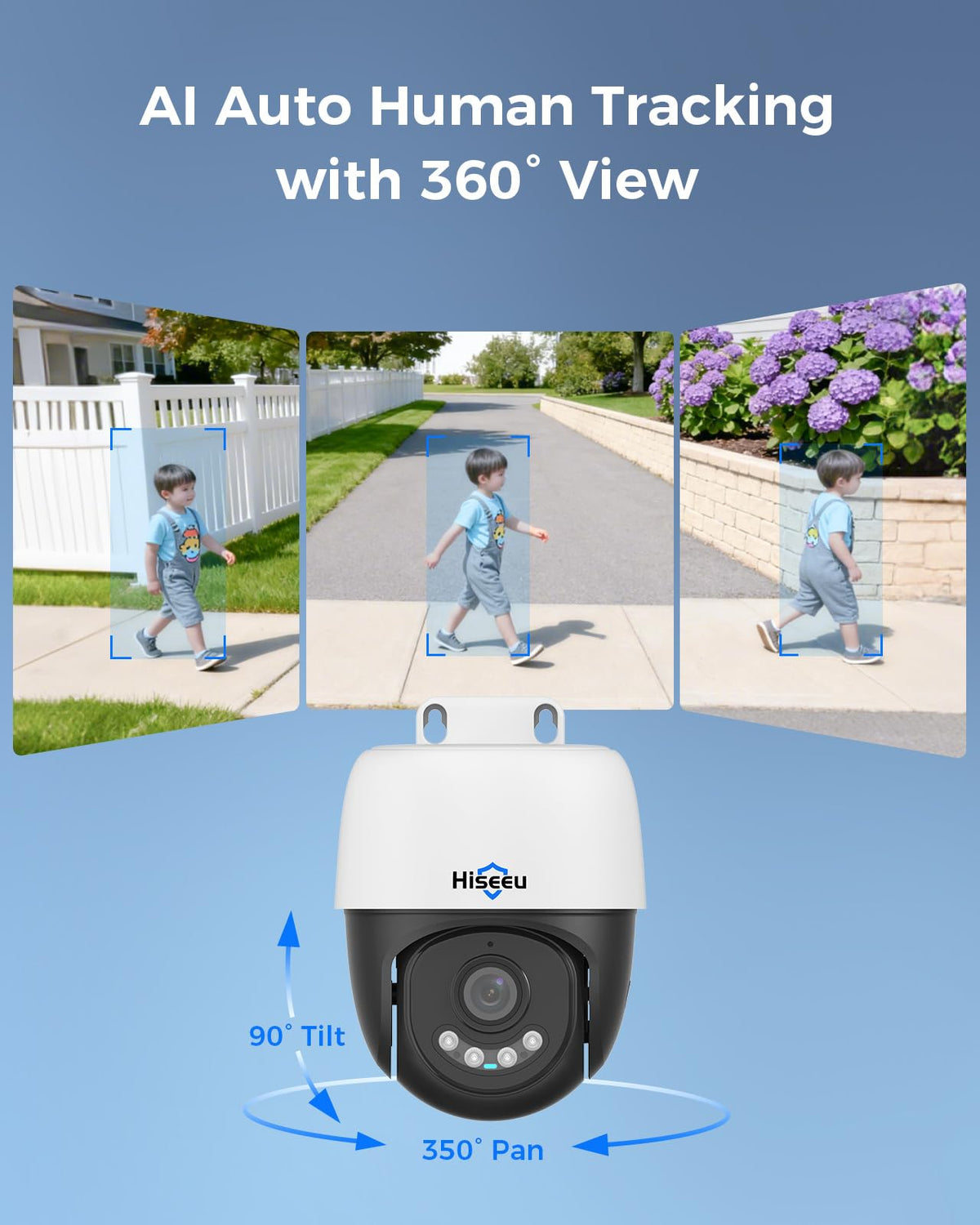 【Human Track】Hiseeu 4K PoE PTZ Security Camera System, 6pcs 5MP PTZ Cameras
