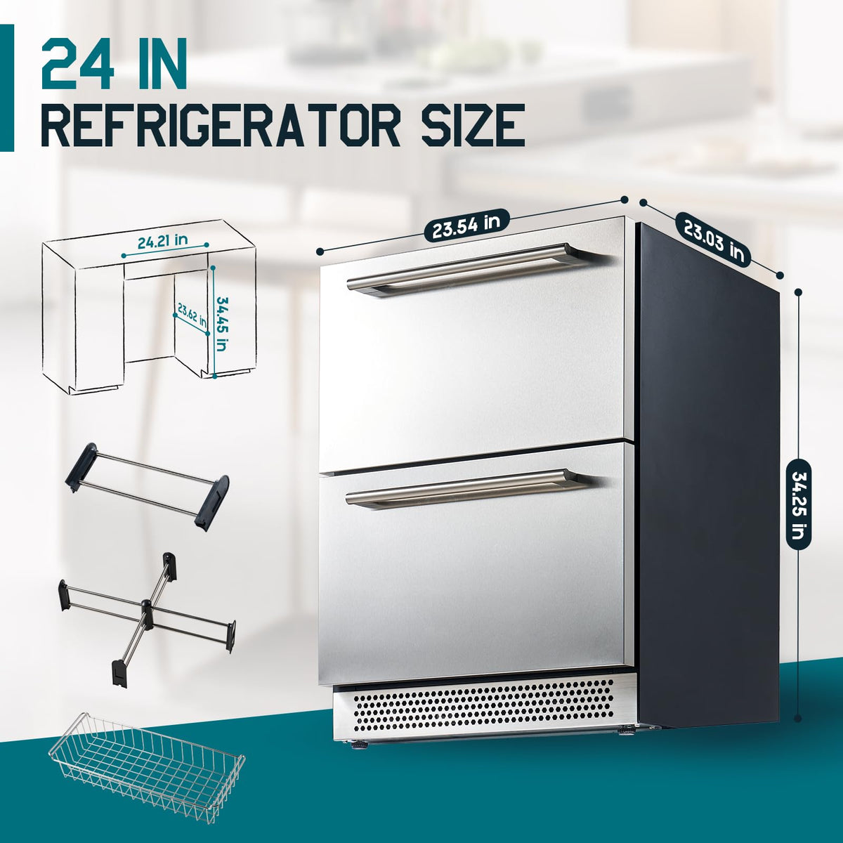 Albott 24 Inch Outdoor Beverage Fridge, 5.0 Cu.Ft Beverage Refrigerator