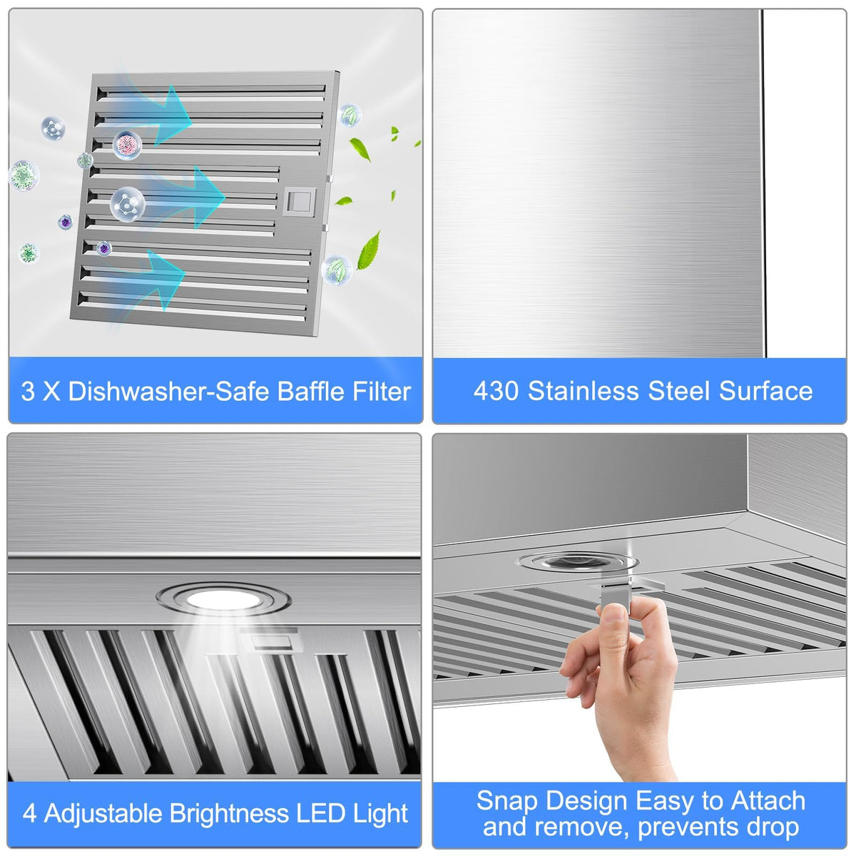 30 inch Under Cabinet Range Hood 1200 CFM Stainless Steel Vent Hoods