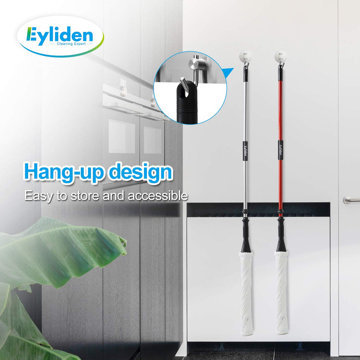 Eyliden Mop with 2 Reusable Microfiber Heads, Easy Wringing Twist Mop