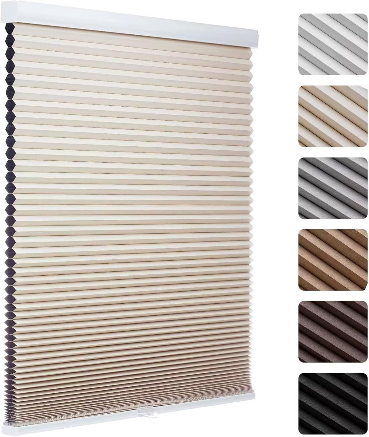 MYshade Cordless Blackout Cellular Shades, 1.5" Honeycomb Window Blinds for Bedroom & Nursery, Thermal Insulated, Noise Reducing, Privacy Shades, Inside or Outside Mount (24" W x 50" H, Light Brown)