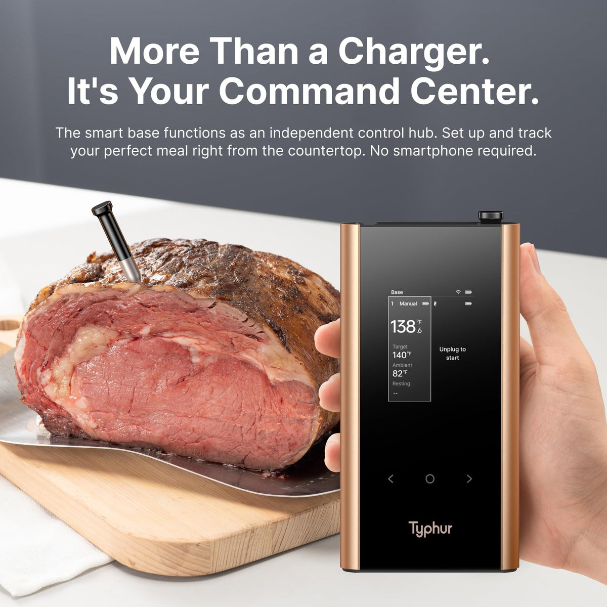 Typhur Sync Gold Wireless WiFi Meat Thermometer, 2 Slim Probes, Smart Base