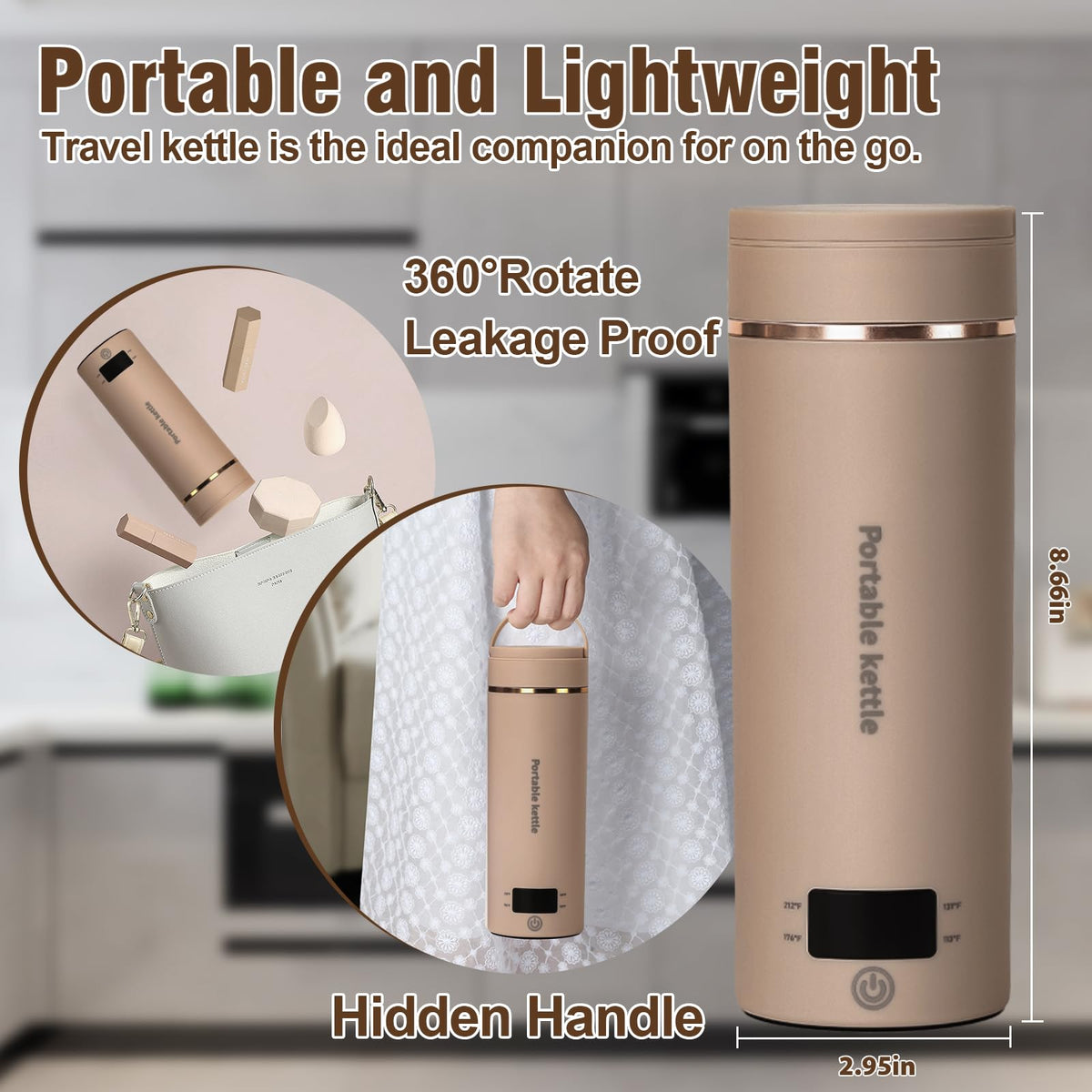 Portable Electric Kettle for Travel 120V, 13.5oz, 4 Temp Settings