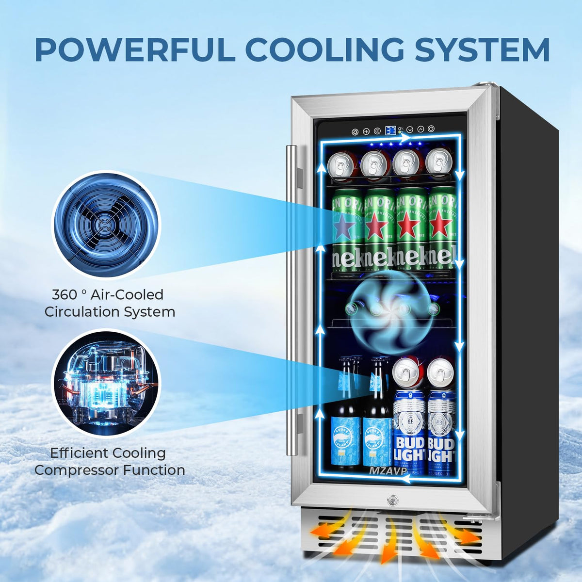 Beverage Refrigerator Cooler, 120 Can Mini Beverage Fridge with Reversible Glass Door for Soda Beer, 3 Cu.Ft Drink Fridge with Digital Temperature Control & Adjustable Shelves - Silver