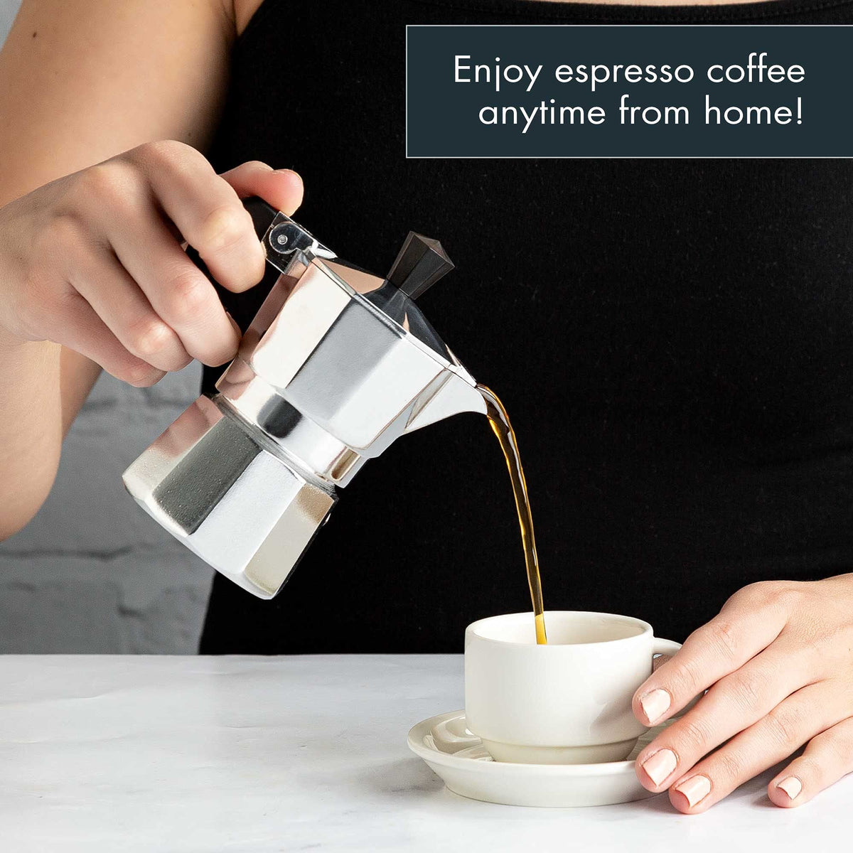 Primula Classic Stovetop Espresso and Coffee Maker, Moka Pot for Italian and Cuban Café Brewing, Greca Coffee Maker, Cafeteras, 9 Espresso Cups, Silver