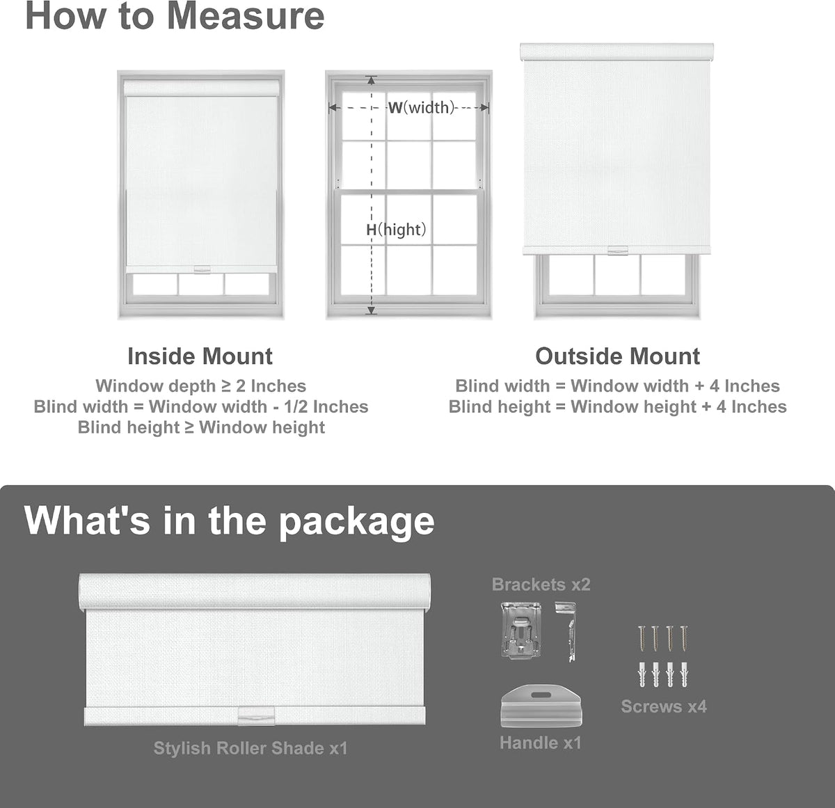 Boolegon Blackout Roller Shades for Windows, Beige, Custom Size