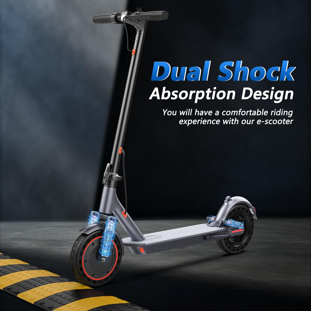 Maxshot Electric Scooter, 8.5" /10" /14" Tire, 16/19/22 Mph Top Speed, 12/16/21/27/28/49/50 Miles Long Range, Folding Escooter for Adults and Kids with Seat Bag, Dual Braking, Dual Suspension, App