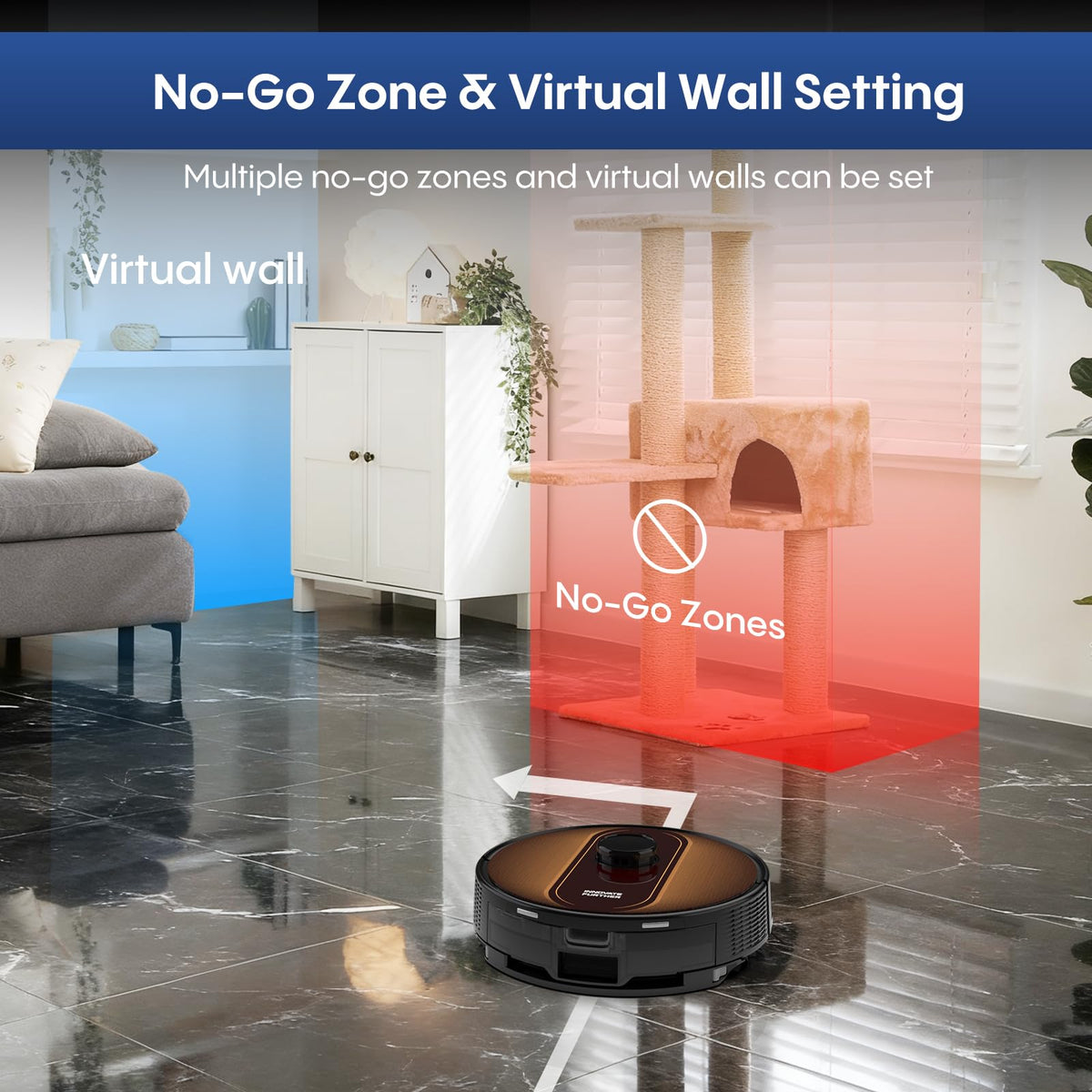 Robot Vacuum and Mop Combo, 6000Pa Powerful Suction, LiDAR, Self-Emptying
