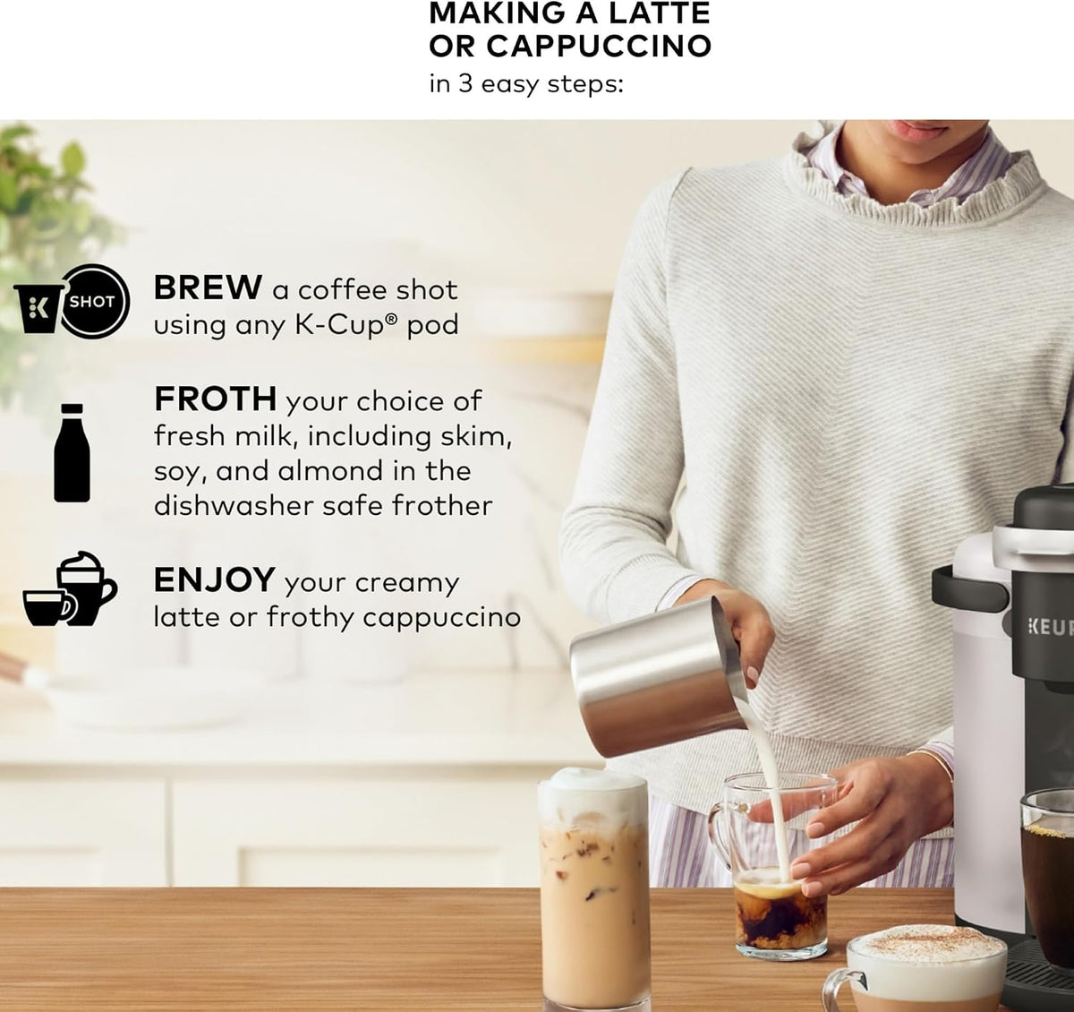 Keurig K-Cafe Single-Serve K-Cup Coffee Maker, Dark Charcoal