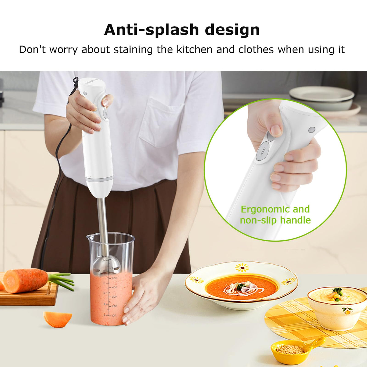 Bonsenkitchen Immersion Hand Blender, Smoothie, Puree, Baby Food