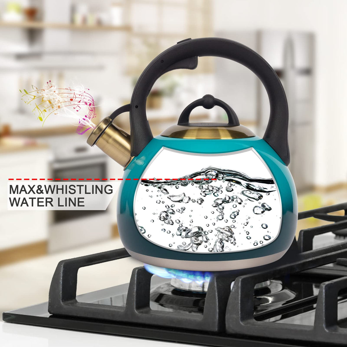 Tea Kettle for Stovetop, Food Grade Stainless Steel Water Kettle, Tea Pot for Home & Kitchen, 3.1 Quart