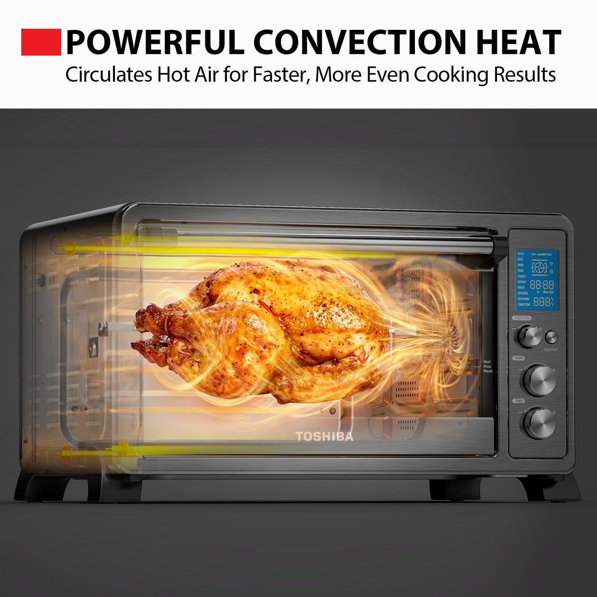 TOSHIBA ChefFry Air Fryer Toaster Oven Combo, 26.4-Quart, Stainless Steel