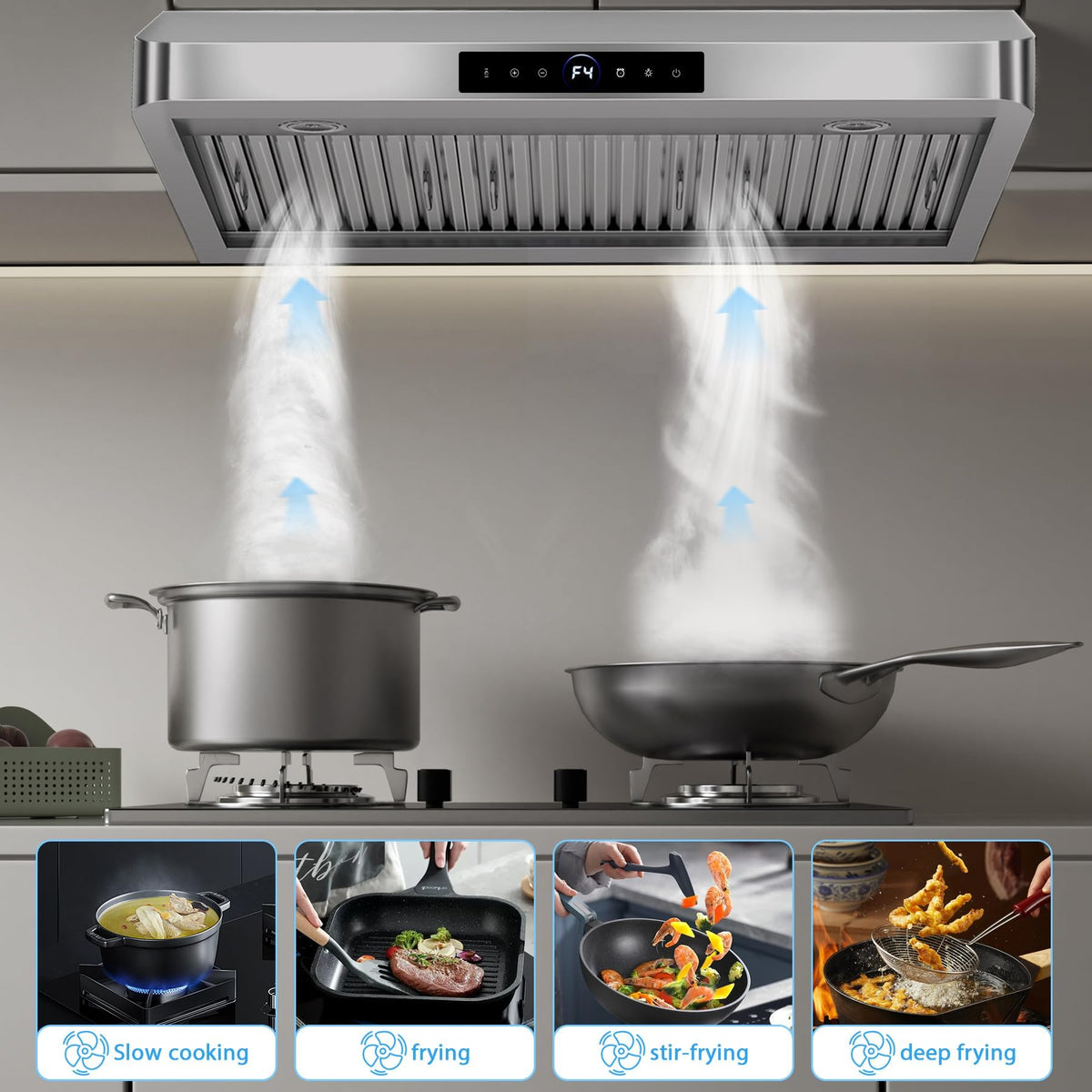 30 inch Under Cabinet Range Hood 1200 CFM Stainless Steel Vent Hoods