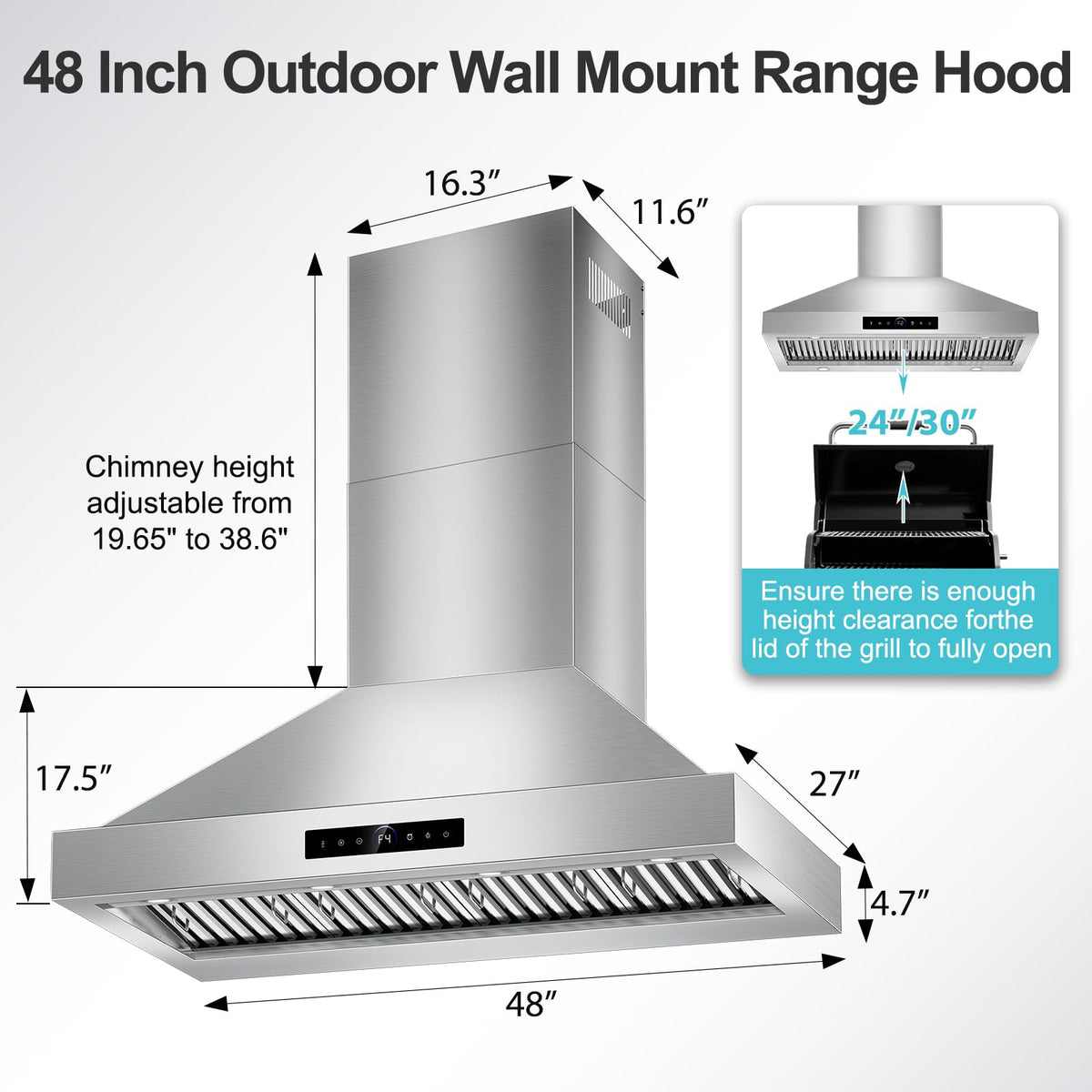 30 inch Under Cabinet Range Hood 1200 CFM Stainless Steel Vent Hoods