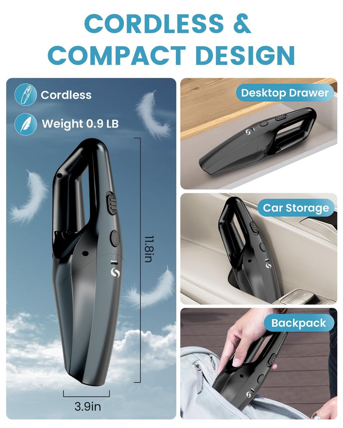Handheld Vacuum Cordless, car Vacuum Portable Cordless