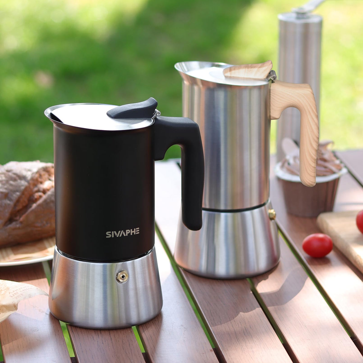 Sivaphe4 cups Stainless Steel Stovetop Espresso Coffee Maker | Induction Support 10 oz Intalian Moka Pot | Durable Cuban Coffee Maker 200ml(1 Cup=50ml)