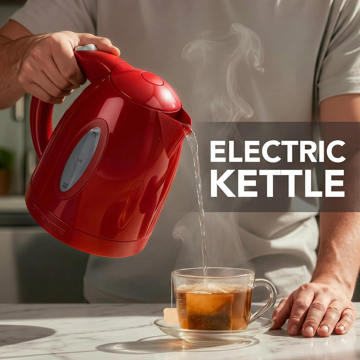 OVENTE 1.7L Electric Tea Kettle, Fast Boiling Water Heater, White KP72W