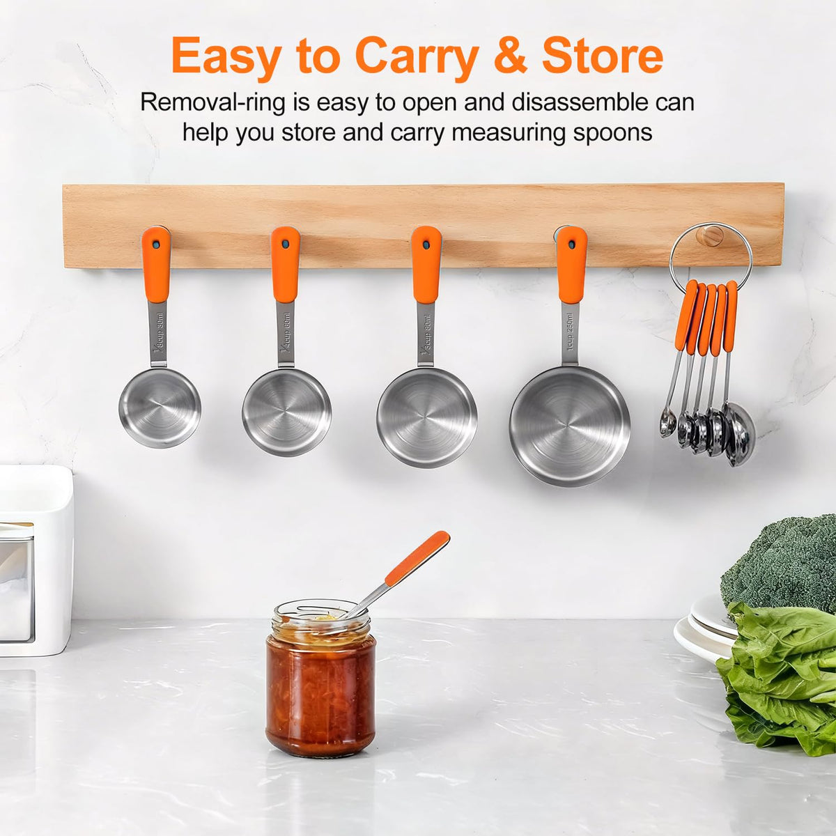 10-Pcs Stainless Steel Measuring Cups & Spoons Set, Colorful Handles