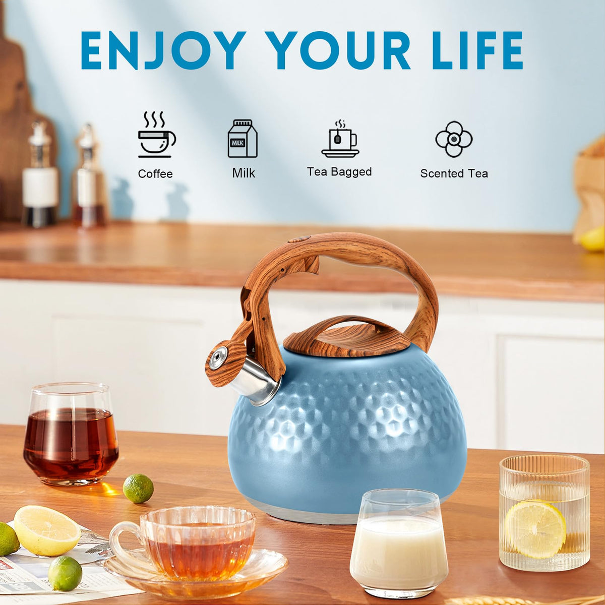 GGC Whistling Tea Kettle for Stove Top, 3.2QT/3L Stainless Steel Tea Kettle