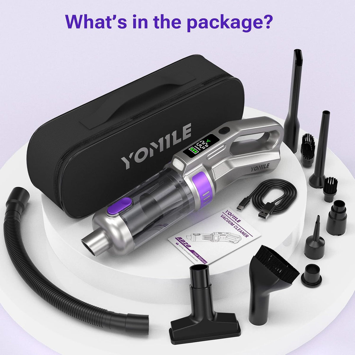 Yomile Mini Car Vacuum & Air Duster, 35000PA Brushless Handheld Vacuum