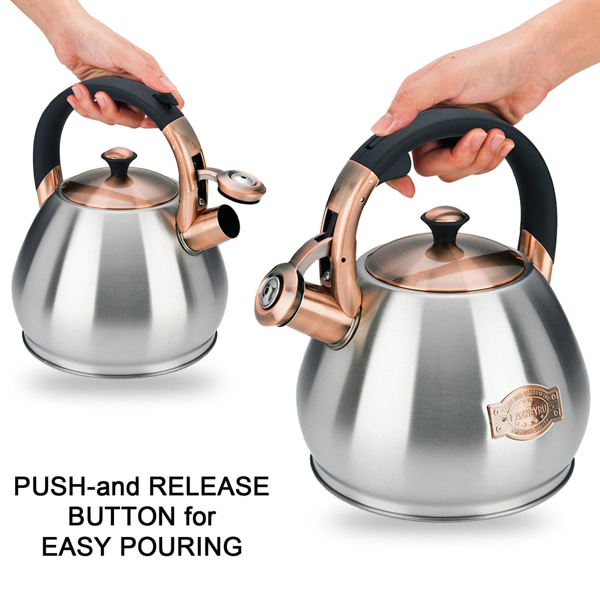 Tea Kettle for Stove Top Whistling Teapot, 3.2Q Tea Pot Stainless Steel Teakettle with Heat Proof Ergonomic Handle