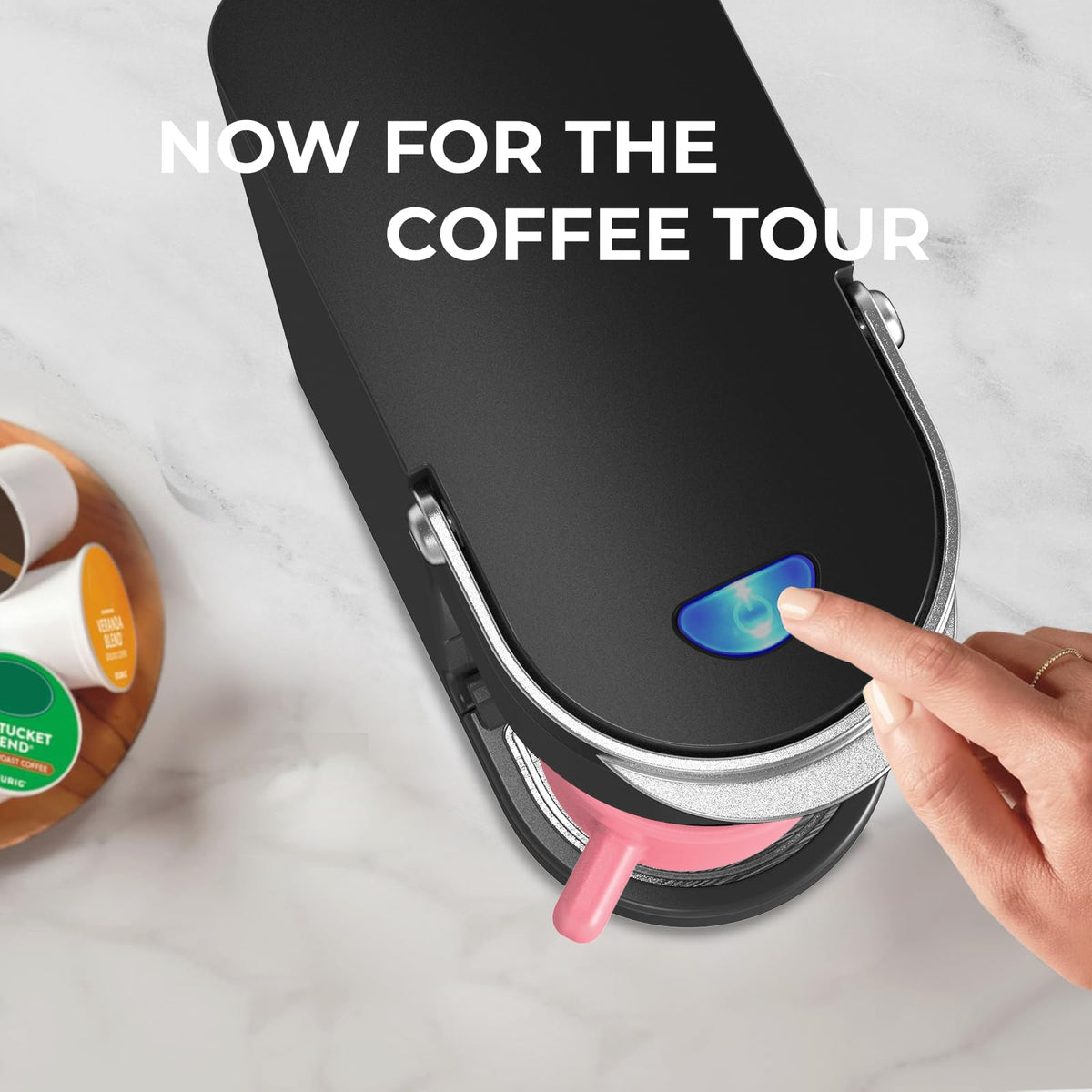 CHULUX Slim Single Serve Coffee Maker for K Cup, One Cup Design, Matte Navy