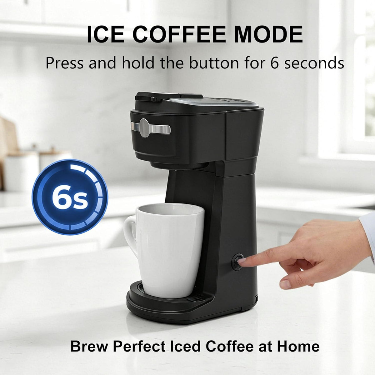 Single Serve Coffee Maker, KCup & Ground Coffee, 6-14 Oz Brew Sizes