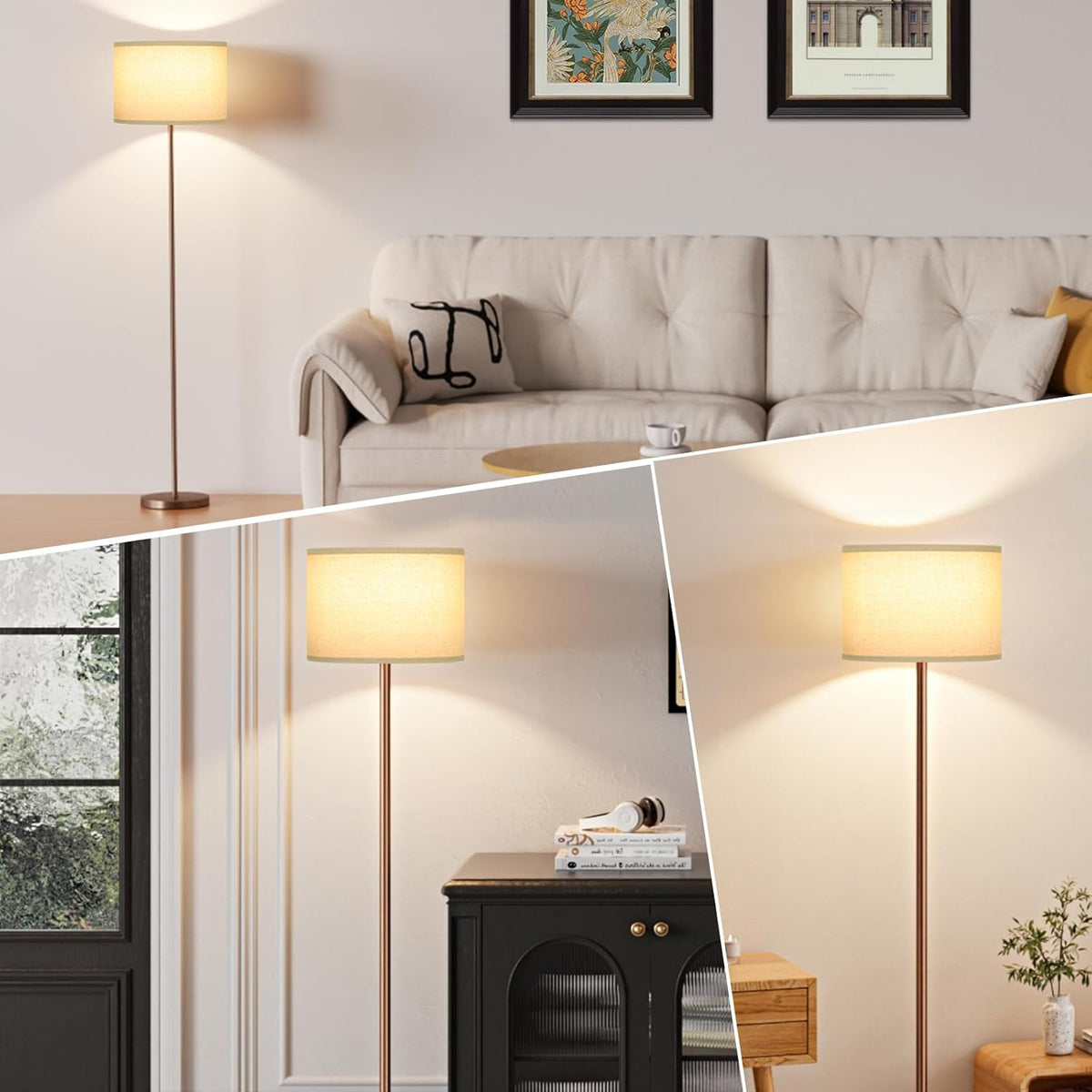 Modern Floor Lamp Simple Design with White Shade & Foot Pedal Switch