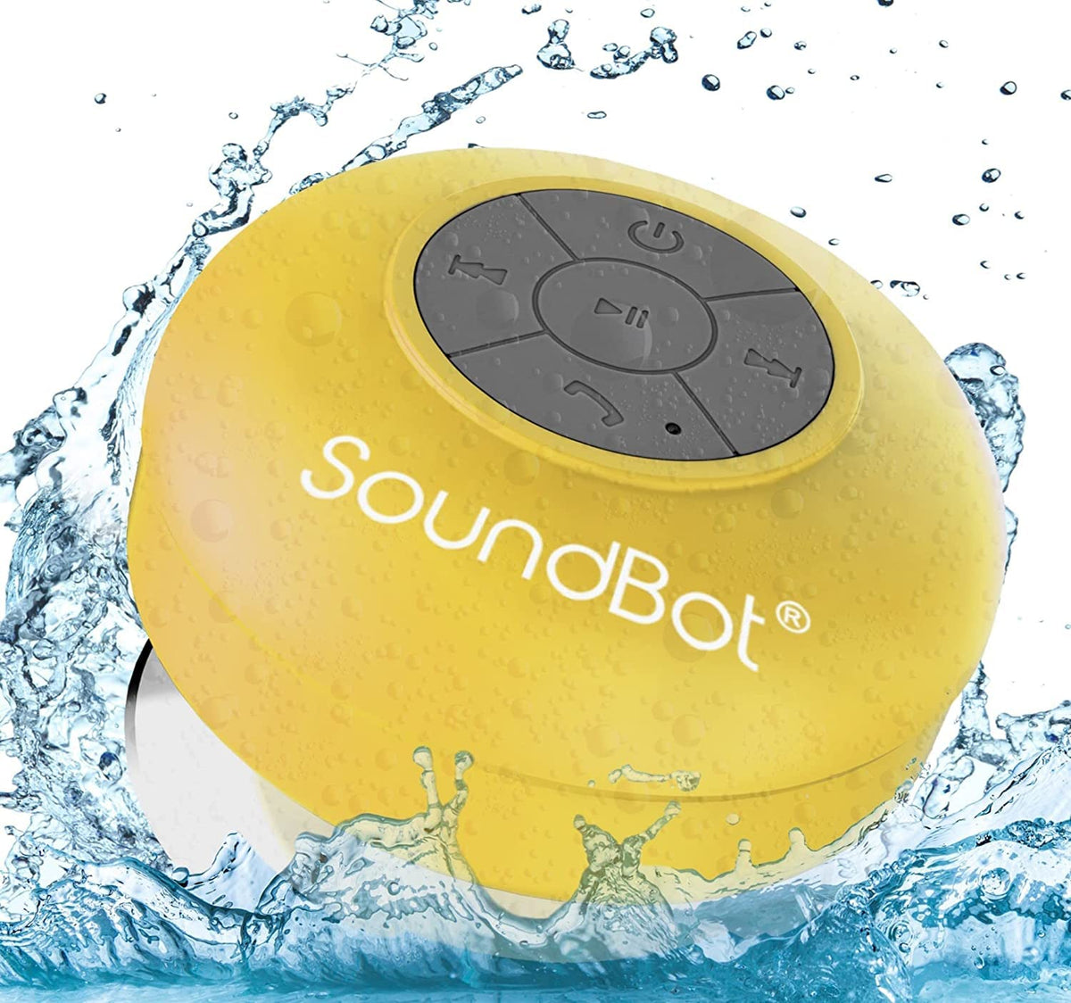 Soundbot® Waterproof Shower Speaker HD Water Resistant Bluetooth Handsfree Portable with Loud Clear Sounds 6+hrs of Playtime, Wireless Suction Cup Small Durable for Outdoors Travel Home SB510 (Black)